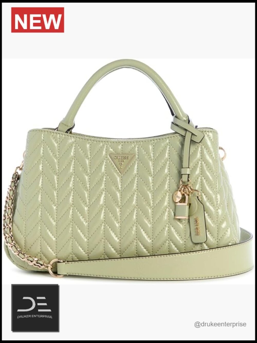 Triple Compartment Satchel with Detachable Strap